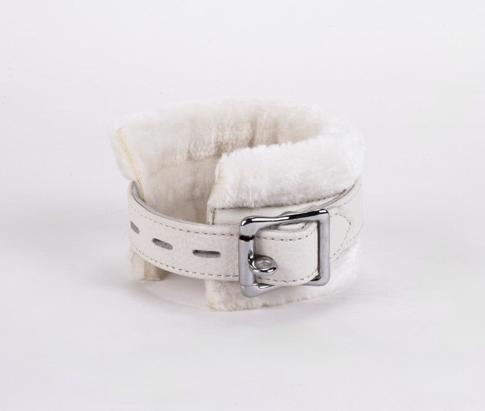 DEVIL STICKS - HANDCUFF DESIGN MADE IN CALF SOFTY LEATHER WHITE