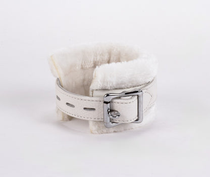 DEVIL STICKS - HANDCUFF DESIGN MADE IN CALF SOFTY LEATHER WHITE