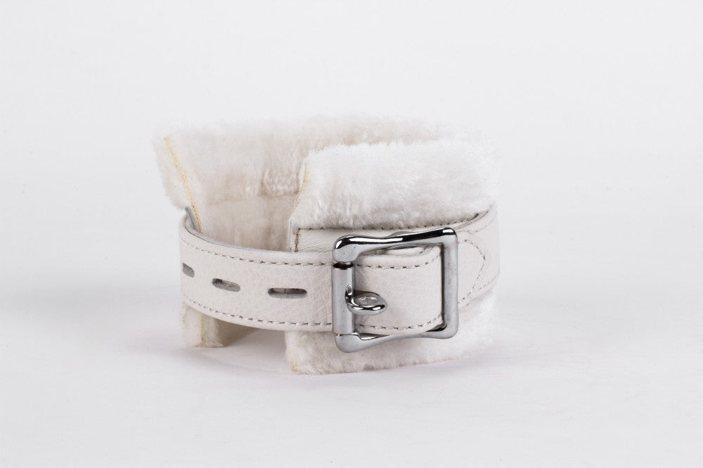 DEVIL STICKS - HANDCUFF DESIGN MADE IN CALF SOFTY LEATHER WHITE