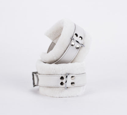 DEVIL STICKS - HANDCUFF DESIGN MADE IN CALF SOFTY LEATHER WHITE