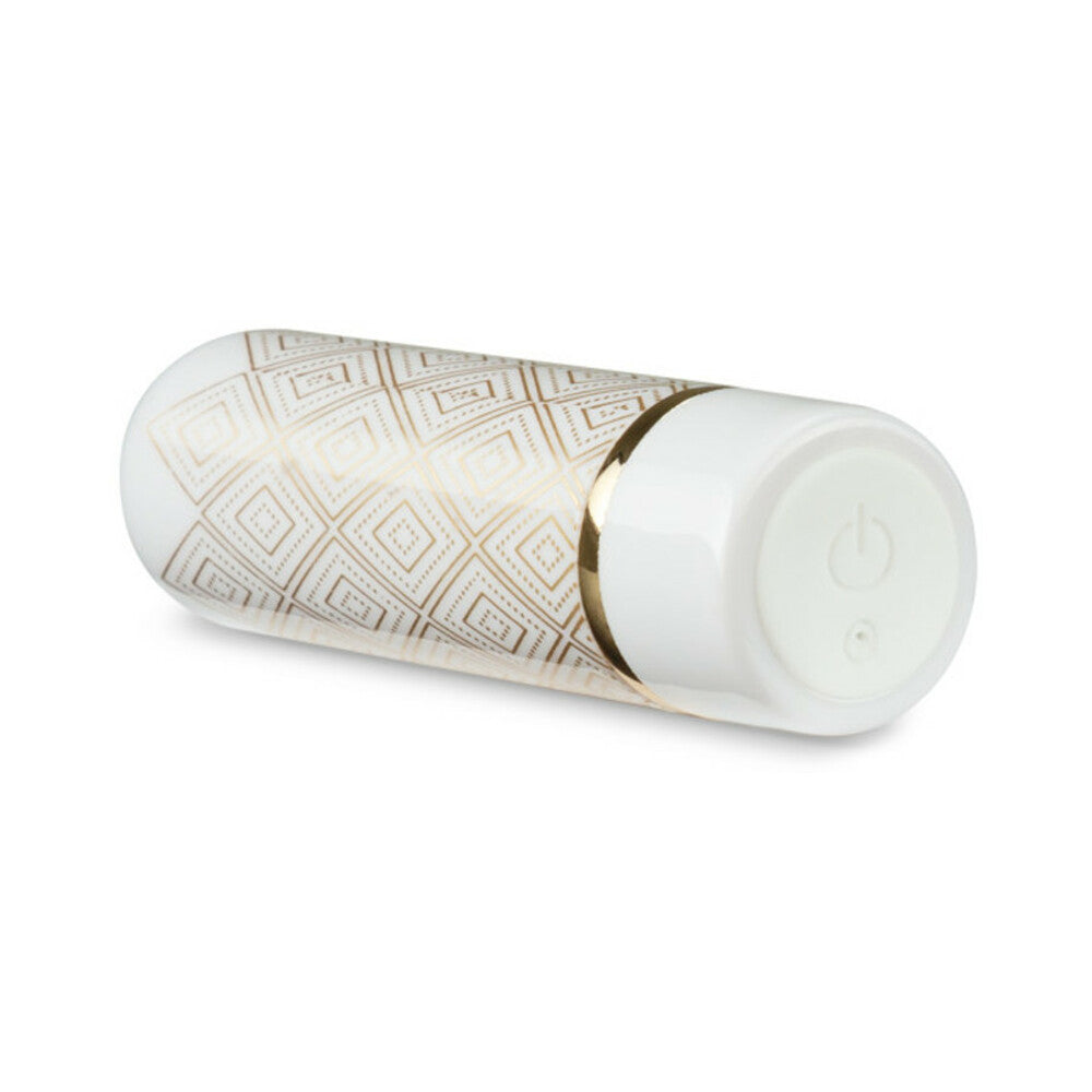 BLUSH THE COLLECTION GLITZY DECO RECHARGEABLE BULLET VIBRATOR WHITE
