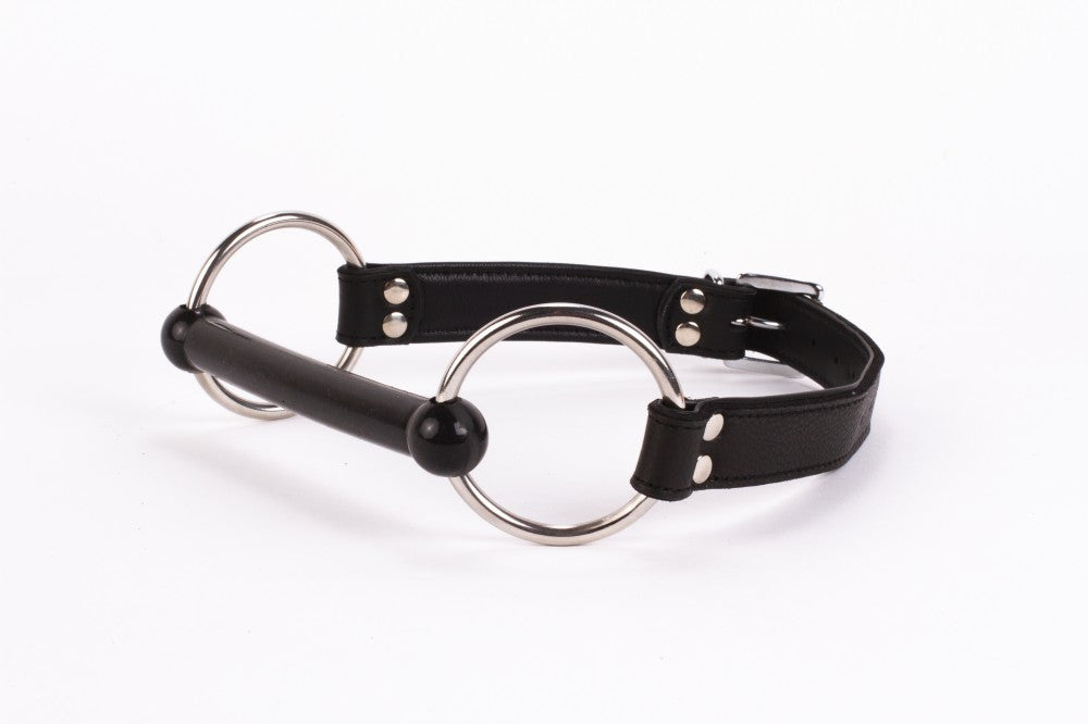 DEVIL STICKS - CALF SOFTY LEATHER TOP AND LAMB LEATHER PADDING WITH SILICONE MOUTH PIECE BLACK