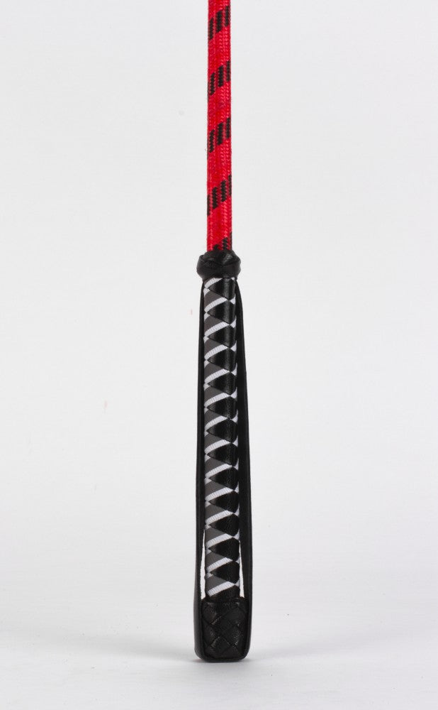 DEVIL STICKS - NYLON STICK WITH NEON STRIP AND GOAT KID LEATHER HANDLE NUBUCK LEATHER TOP RED