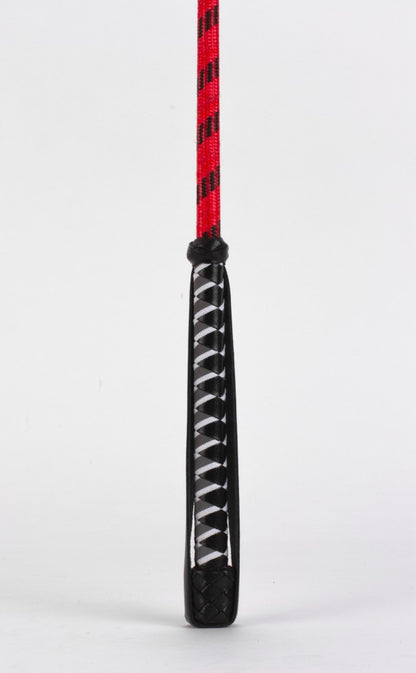 DEVIL STICKS - NYLON STICK WITH NEON STRIP AND GOAT KID LEATHER HANDLE NUBUCK LEATHER TOP RED
