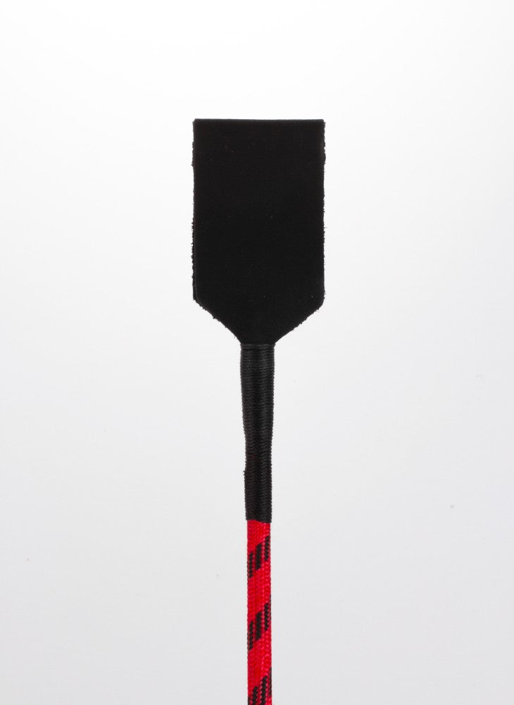 DEVIL STICKS - NYLON STICK WITH NEON STRIP AND GOAT KID LEATHER HANDLE NUBUCK LEATHER TOP RED