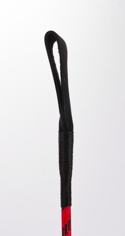 DEVIL STICKS - NYLON STICK WITH NEON STRIP AND GOAT KID LEATHER HANDLE NUBUCK LEATHER TOP RED