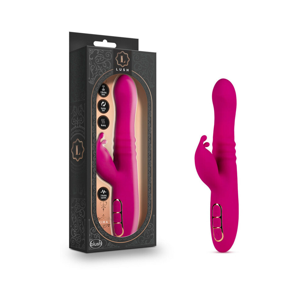 BLUSH - LUSH KIRA RECHARGEABLE SILICONE THRUSTING RABBIT VIBRATOR VELVET