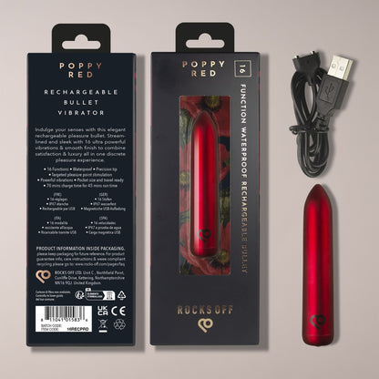 ROCKS-OFF - RO 90 RECHARGEABLE BULLET - POPPY RED