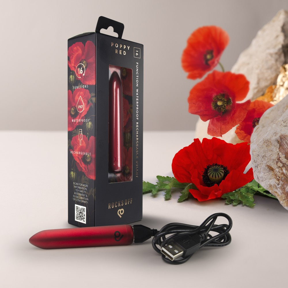ROCKS-OFF - RO 90 RECHARGEABLE BULLET - POPPY RED
