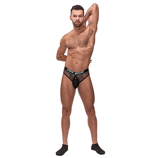 MALE POWER - COCK PIT NET COCK RING THONG BLK LX