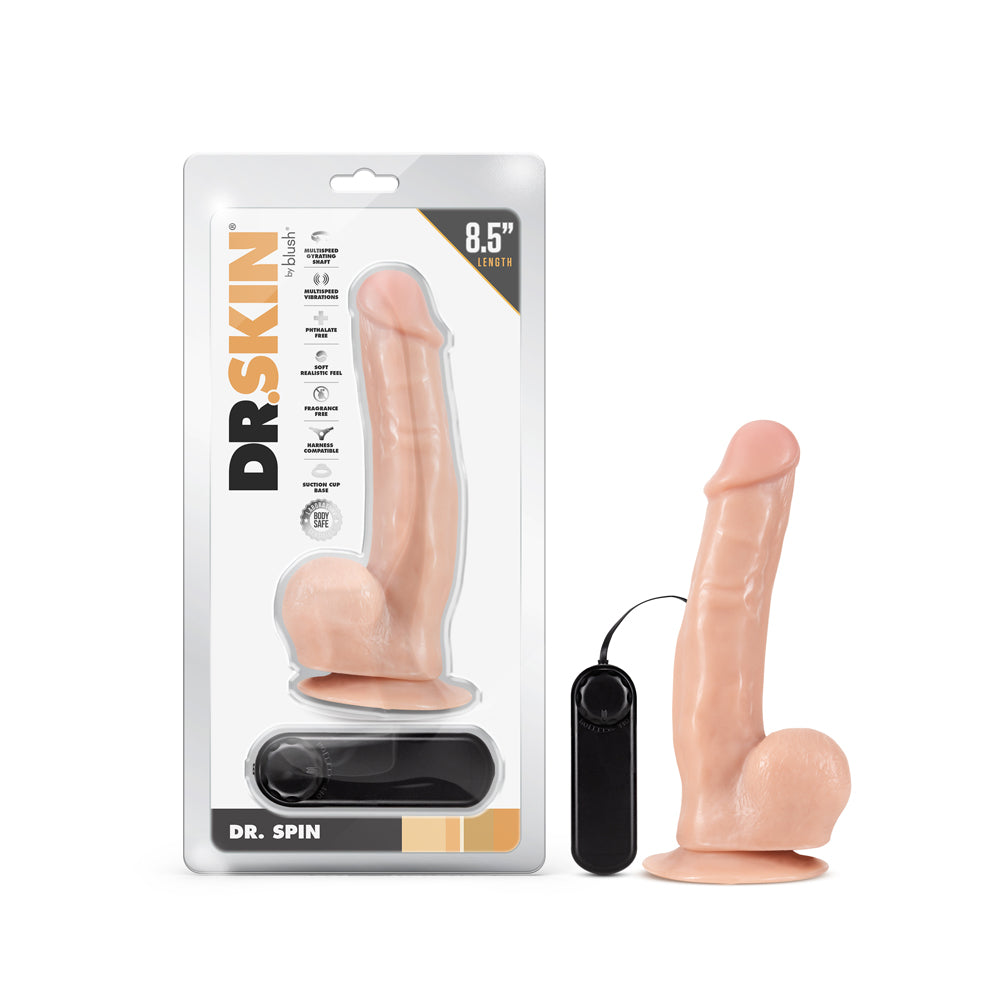 BLUSH - DR. SKIN DR. SPIN 8.5 IN. GYRATING REALISTIC DILDO WITH BALLS BEIGE