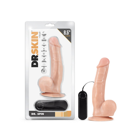 BLUSH - DR. SKIN DR. SPIN 8.5 IN. GYRATING REALISTIC DILDO WITH BALLS BEIGE