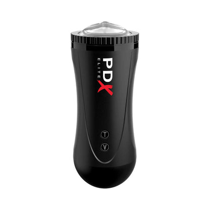 PDX ELITE MOTO STROKER RECHARGEABLE THRUSTING VIBRATING MASTURBATOR CLEAR/BLACK