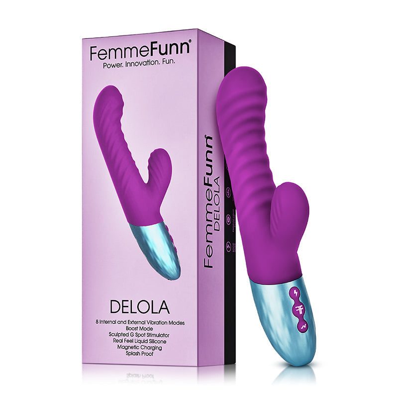 FEMMEFUNN DELOLA RECHARGEABLE SILICONE DUAL STIMULATION G-SPOT VIBRATOR PURPLE