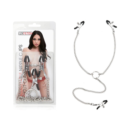 ELECTRIC EEL - LUX FETISH ADJUSTABLE NIPPLE CLIPS & CLIT CLAMP