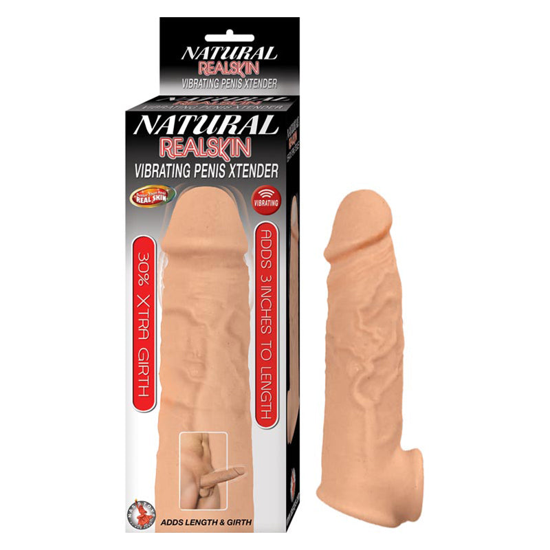 NASSTOYS - NATURAL REALSKIN VIBRATING PENIS XTENDER - WHITE