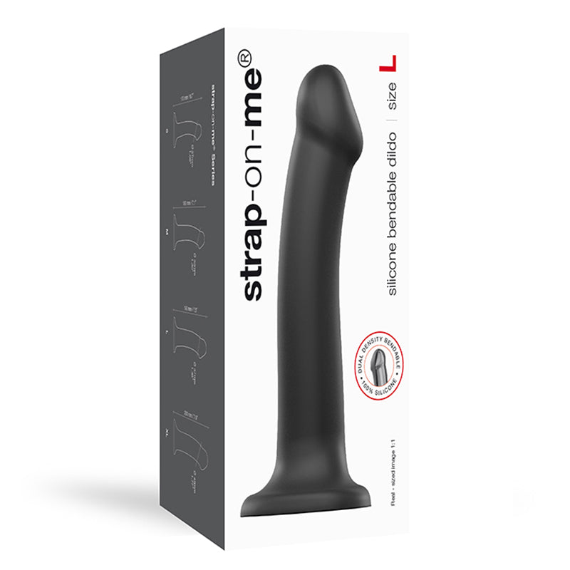 LOVELY PLANET - STRAP-ON-ME BENDABLE DUAL-DENSITY SILICONE DILDO BLACK L