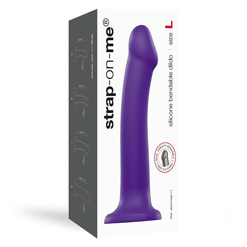 STRAP-ON-ME BENDABLE DUAL-DENSITY SILICONE SUCTION CUP DILDO PURPLE L