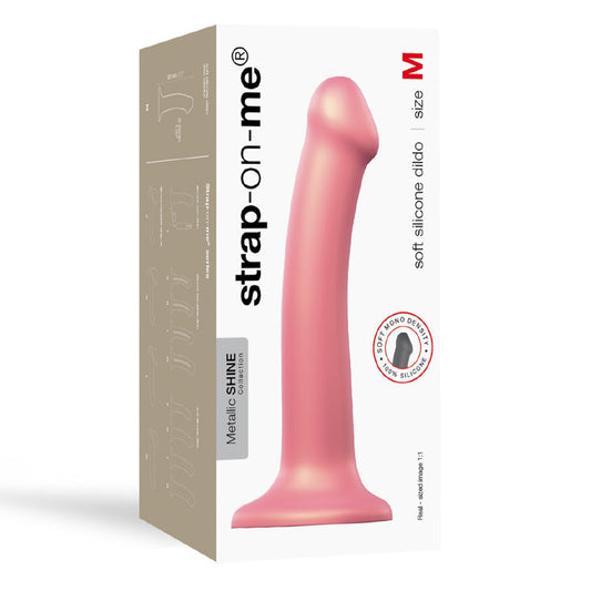 STRAP-ON-ME METALLIC SHINE COLLECTION SOFT SINGLE-DENSITY SILICONE DILDO VIEUX ROSE M