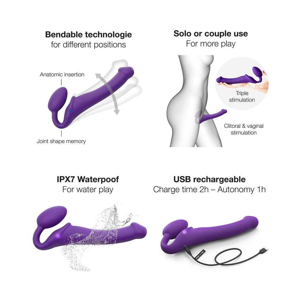 LOVELY PLANET - STRAP ON ME RECHARGEABLE REMOTE CONTROLLED SILICONE VIBRATING BENDABLE STRAP ON