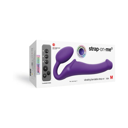 STRAP-ON-ME RECHARGEABLE REMOTE-CONTROLLED SILICONE VIBRATING BENDABLE STRAP-ON PURPLE M