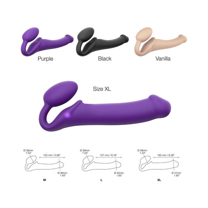 STRAP-ON-ME RECHARGEABLE REMOTE-CONTROLLED SILICONE VIBRATING BENDABLE STRAP-ON PURPLE XL
