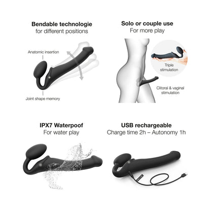 LOVELY PLANET - STRAP ON ME RECHARGEABLE REMOTE CONTROLLED SILICONE VIBRATING BENDABLE STRAP ON