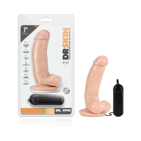 BLUSH - DR. SKIN DR. SPIN 7 IN. GYRATING REALISTIC DILDO WITH BALLS BEIGE