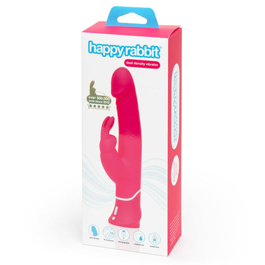 DUAL DENSITY RECHARGEABLE SILICONE RABBIT VIBRATOR PINK
