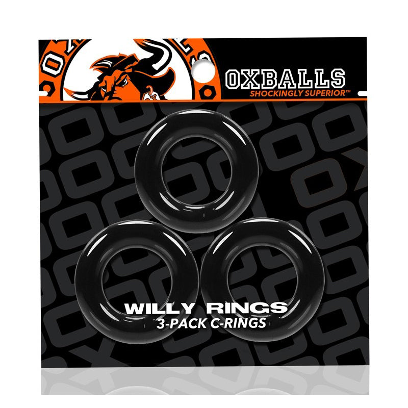 OXBALLS WILLY RINGS 3-PACK COCKRINGS O/S BLACK