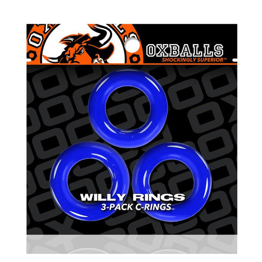 OXBALLS WILLY RINGS 3-PACK COCKRINGS O/S POLICE BLUE