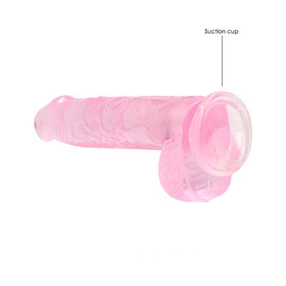 SHOTS - REALROCK CRYSTAL CLEAR REALISTIC 6 IN. DILDO WITH BALLS AND SUCTION CUP PURPLE