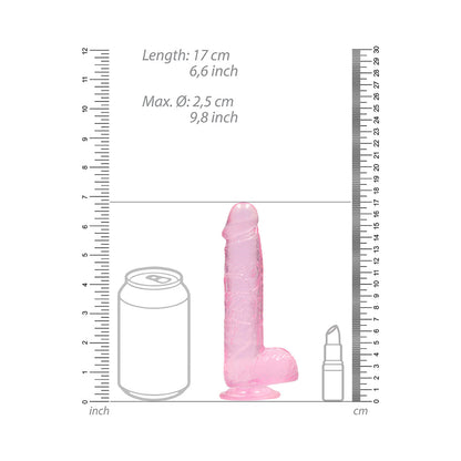 REALROCK CRYSTAL CLEAR REALISTIC 6 IN. DILDO WITH BALLS AND SUCTION CUP PINK