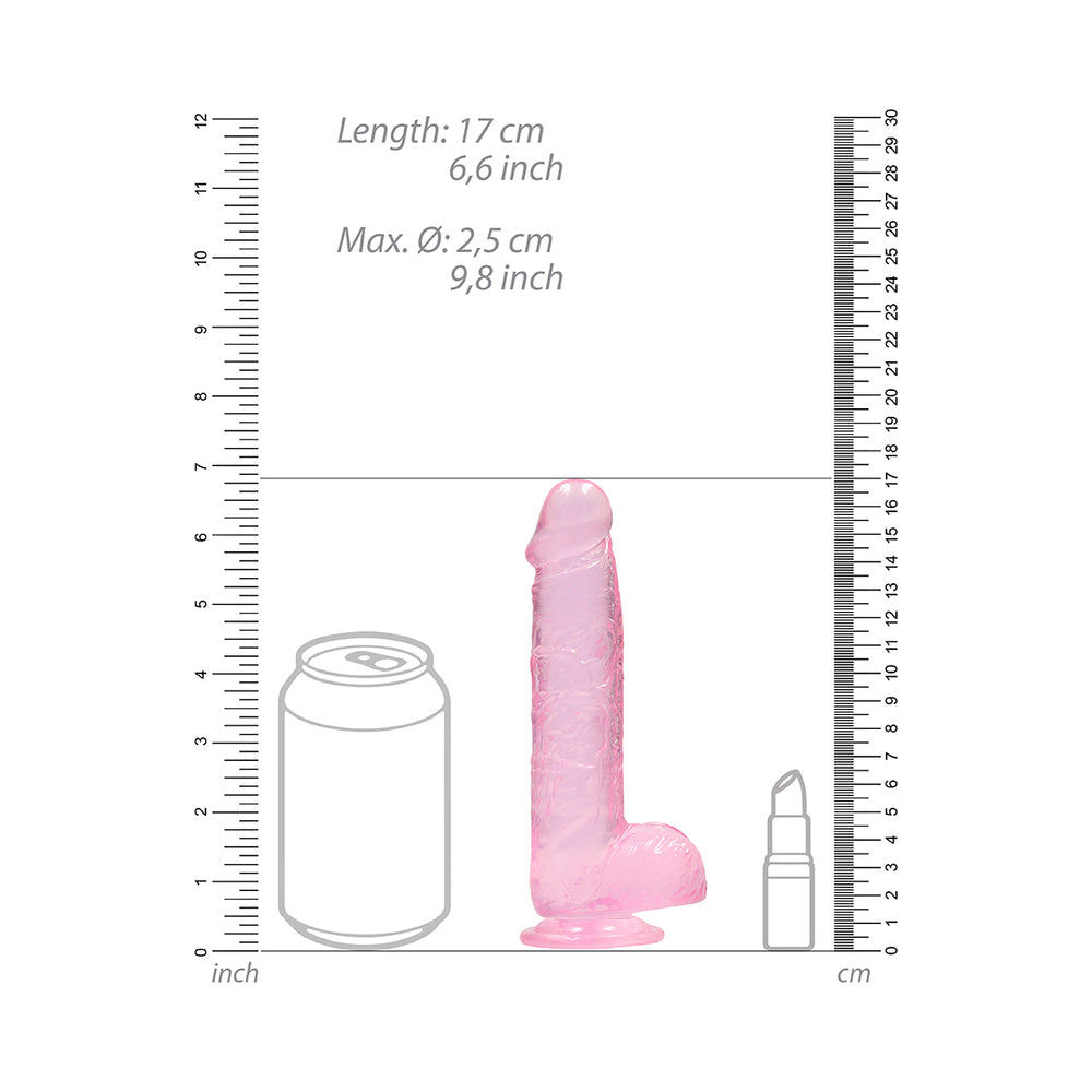 SHOTS - REALROCK CRYSTAL CLEAR REALISTIC 6 IN. DILDO WITH BALLS AND SUCTION CUP CLEAR