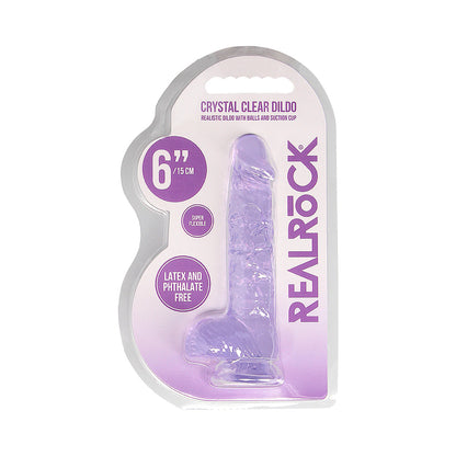 SHOTS - REALROCK CRYSTAL CLEAR REALISTIC 6 IN. DILDO WITH BALLS AND SUCTION CUP PINK