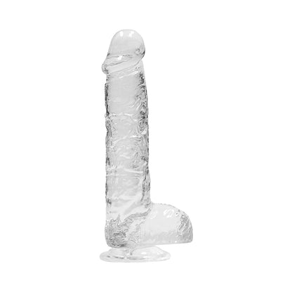 SHOTS - REALROCK CRYSTAL CLEAR REALISTIC 6 IN. DILDO WITH BALLS AND SUCTION CUP PURPLE