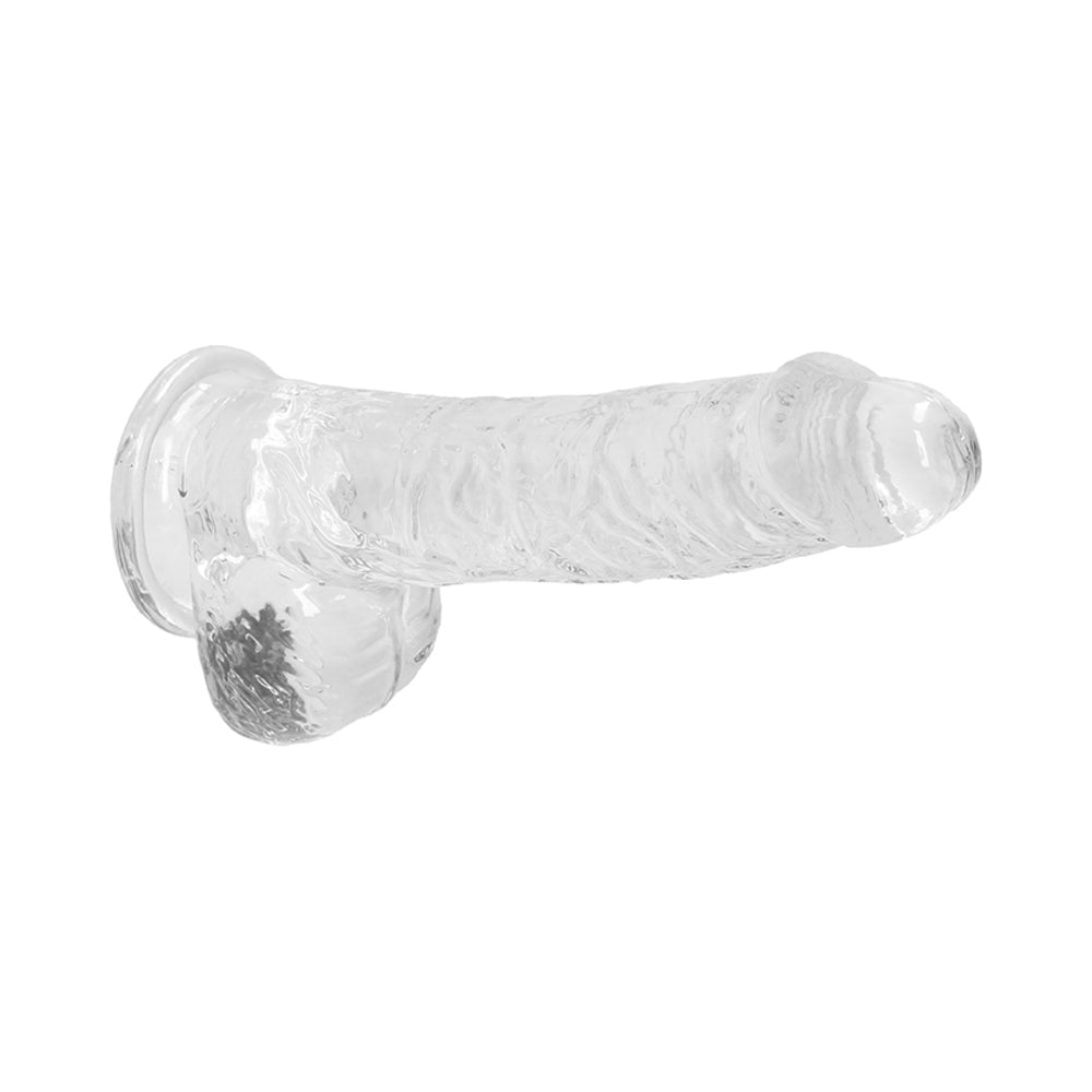 SHOTS - REALROCK CRYSTAL CLEAR REALISTIC 6 IN. DILDO WITH BALLS AND SUCTION CUP PINK