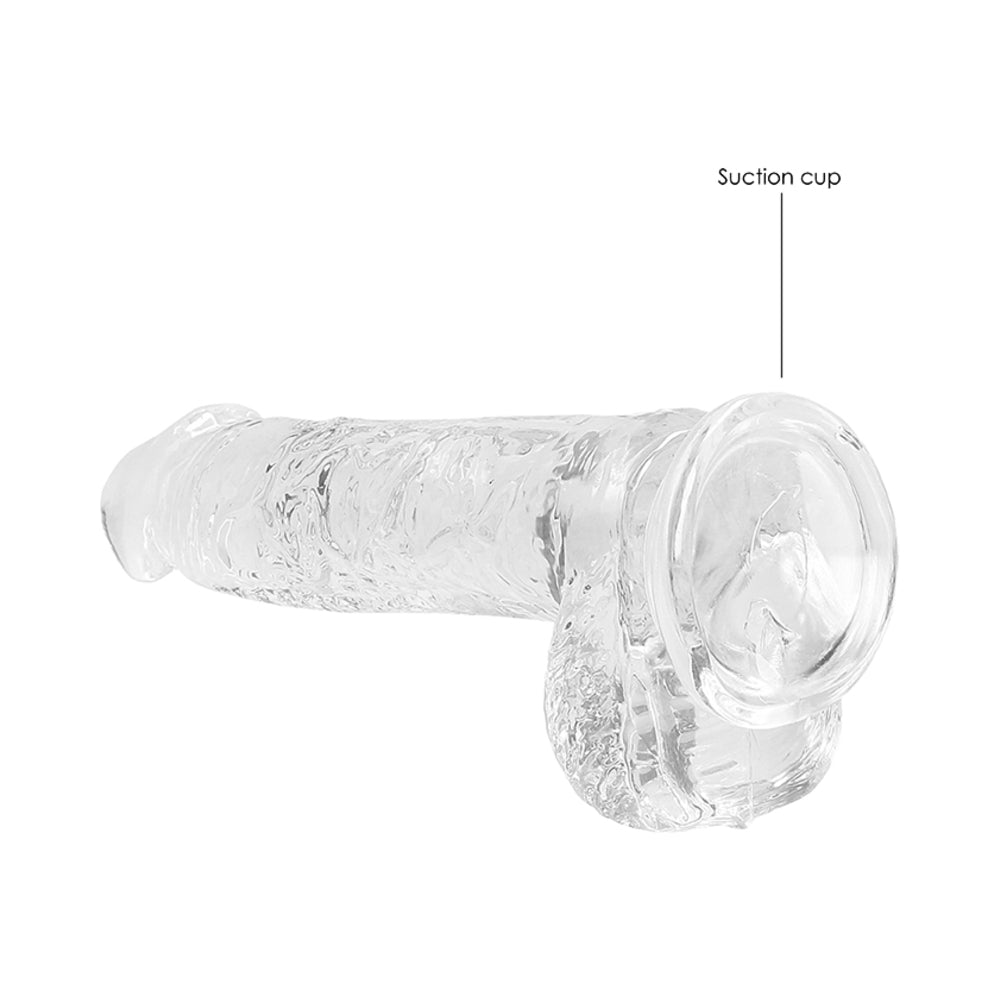 SHOTS - REALROCK CRYSTAL CLEAR REALISTIC 6 IN. DILDO WITH BALLS AND SUCTION CUP CLEAR