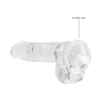 SHOTS - REALROCK CRYSTAL CLEAR REALISTIC 6 IN. DILDO WITH BALLS AND SUCTION CUP PURPLE