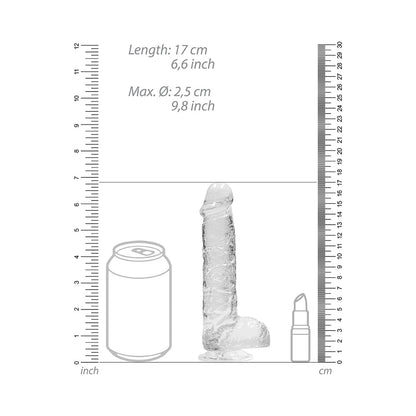 SHOTS - REALROCK CRYSTAL CLEAR REALISTIC 6 IN. DILDO WITH BALLS AND SUCTION CUP PINK