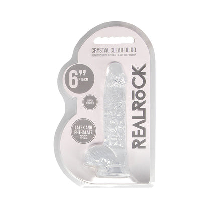 SHOTS - REALROCK CRYSTAL CLEAR REALISTIC 6 IN. DILDO WITH BALLS AND SUCTION CUP PINK