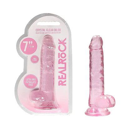 REALROCK CRYSTAL CLEAR REALISTIC 7 IN. DILDO WITH BALLS AND SUCTION CUP PINK