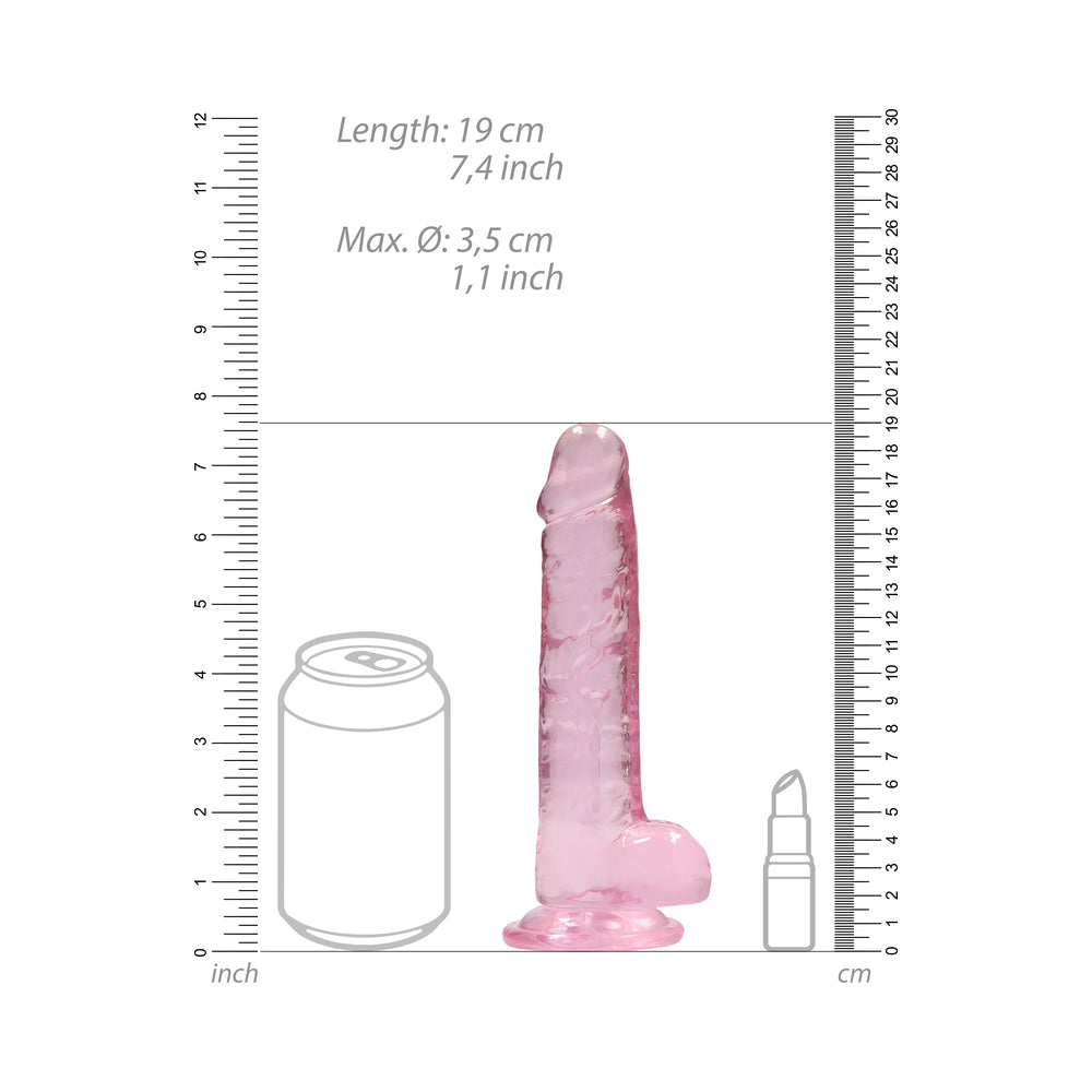 REALROCK CRYSTAL CLEAR REALISTIC 7 IN. DILDO WITH BALLS AND SUCTION CUP PINK