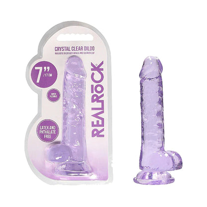 SHOTS - REALROCK CRYSTAL CLEAR REALISTIC 7 IN. DILDO WITH BALLS AND SUCTION CUP CLEAR