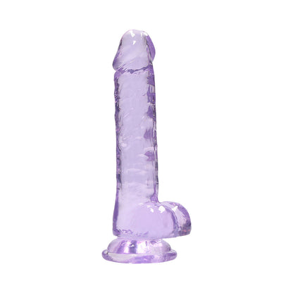 SHOTS - REALROCK CRYSTAL CLEAR REALISTIC 7 IN. DILDO WITH BALLS AND SUCTION CUP TURQUOISE
