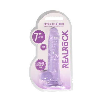 SHOTS - REALROCK CRYSTAL CLEAR REALISTIC 7 IN. DILDO WITH BALLS AND SUCTION CUP TURQUOISE