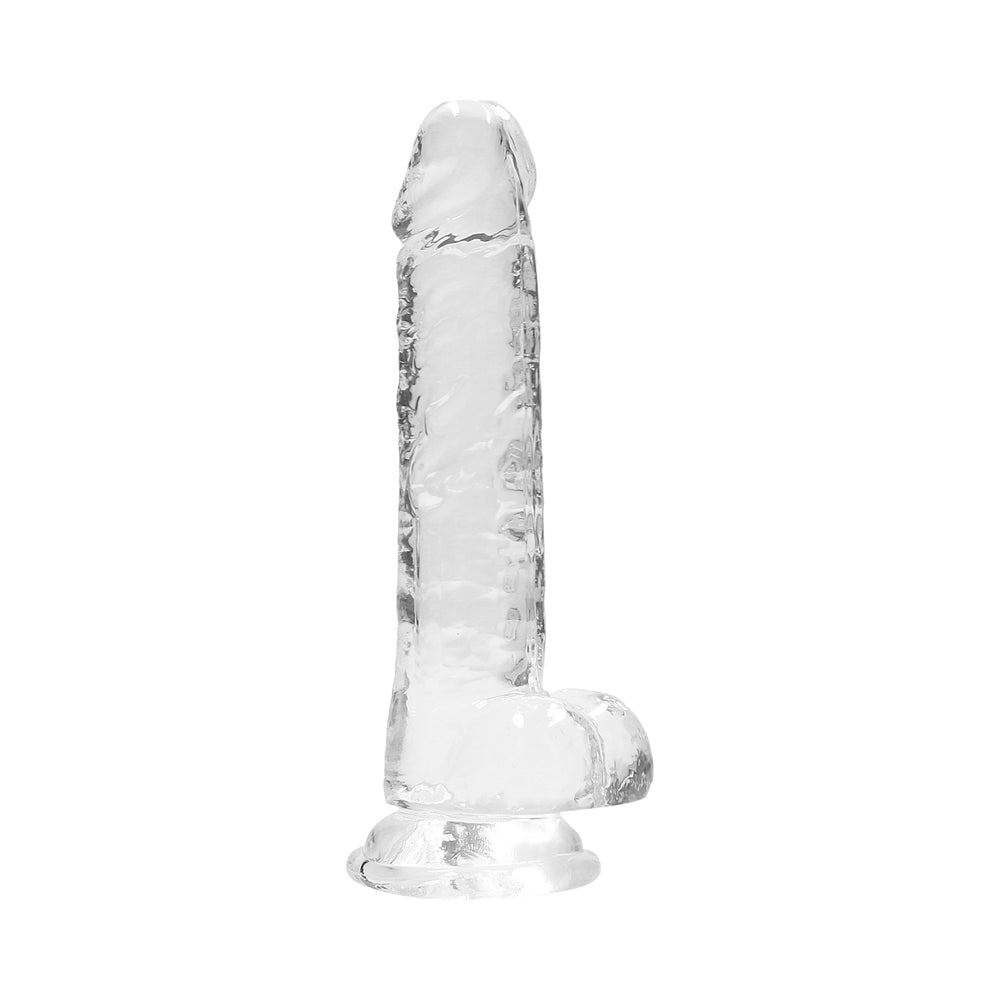 SHOTS - REALROCK CRYSTAL CLEAR REALISTIC 7 IN. DILDO WITH BALLS AND SUCTION CUP TURQUOISE