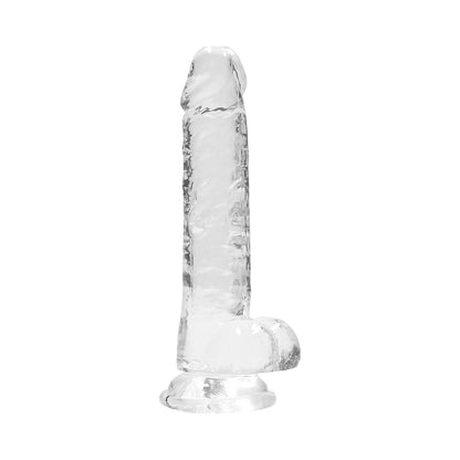 SHOTS - REALROCK CRYSTAL CLEAR REALISTIC 7 IN. DILDO WITH BALLS AND SUCTION CUP TURQUOISE