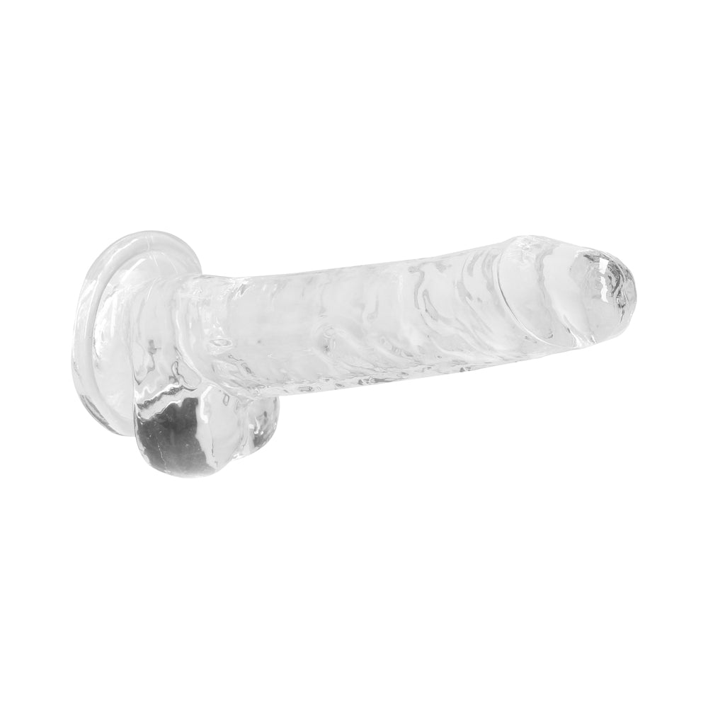 SHOTS - REALROCK CRYSTAL CLEAR REALISTIC 7 IN. DILDO WITH BALLS AND SUCTION CUP PURPLE