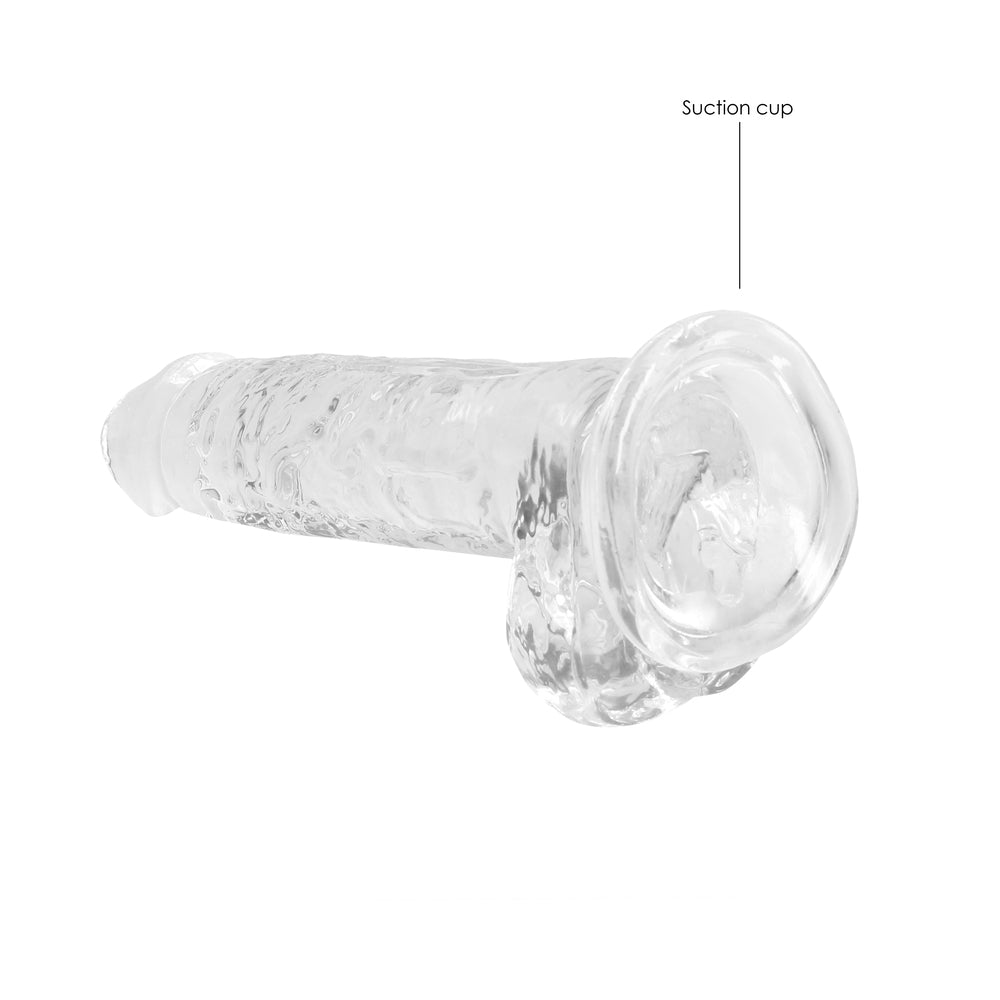SHOTS - REALROCK CRYSTAL CLEAR REALISTIC 7 IN. DILDO WITH BALLS AND SUCTION CUP CLEAR